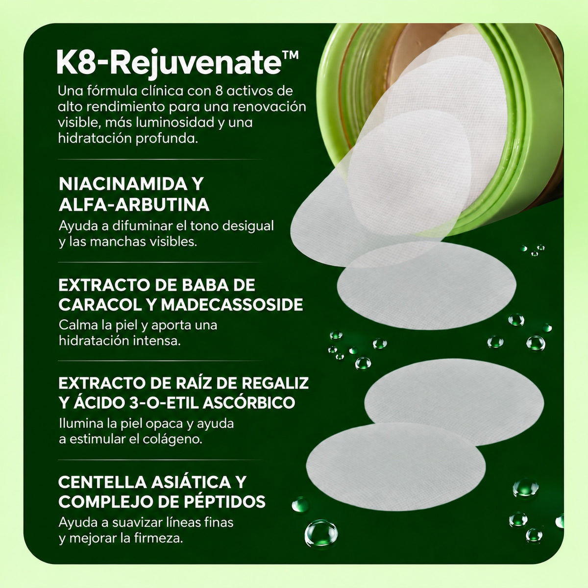 Almohadillas Tonificantes para Manchas, Poros y Luminosidad