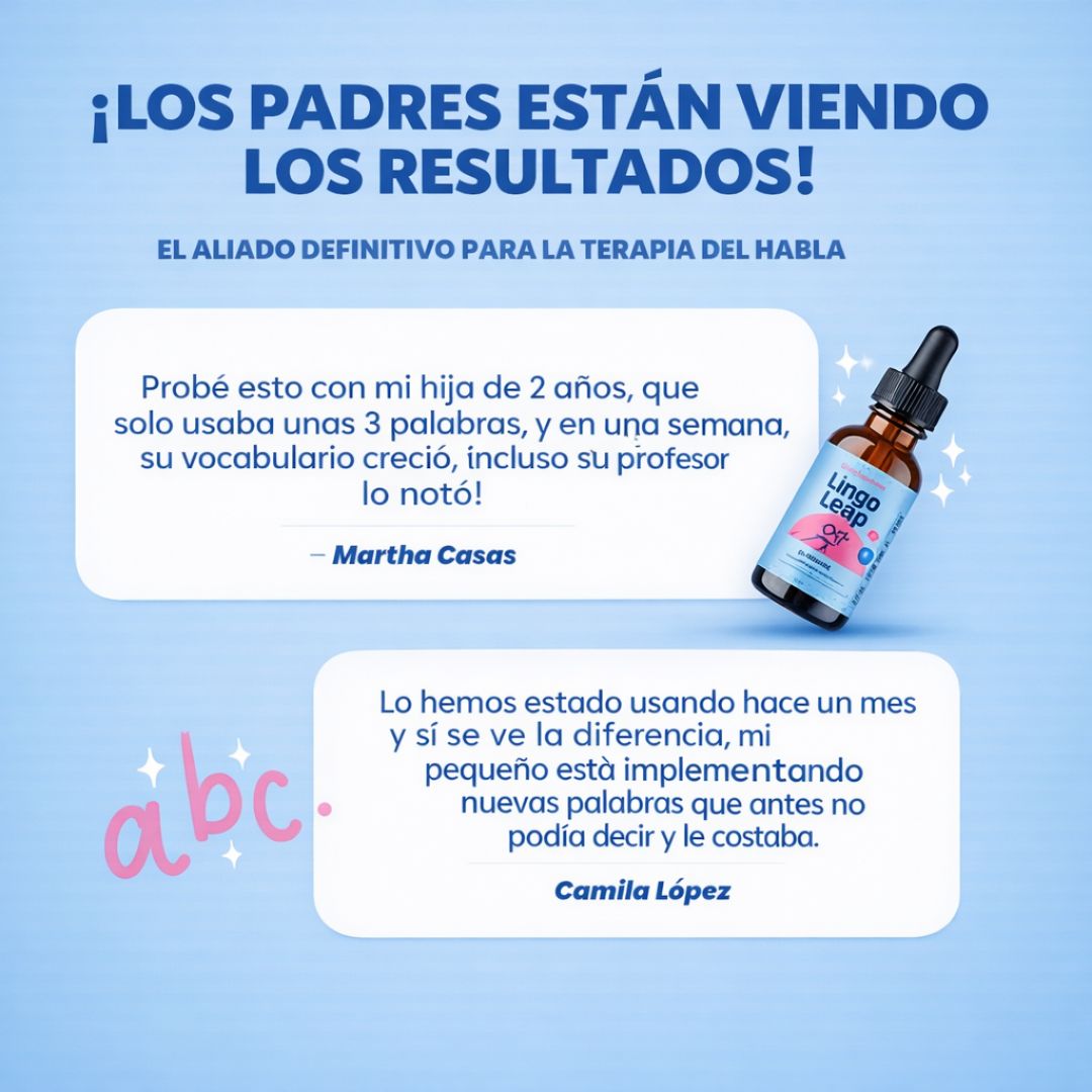 Lingo Apoya naturalmente a mejorar su hablar progresivamente con una 1 Gota diaria