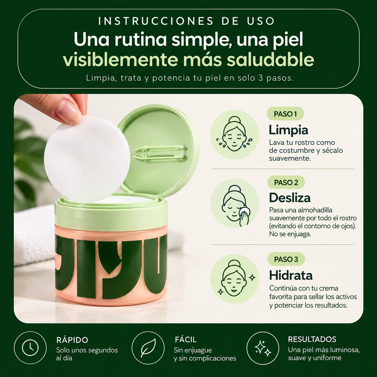 Almohadillas Tonificantes para Manchas, Poros y Luminosidad