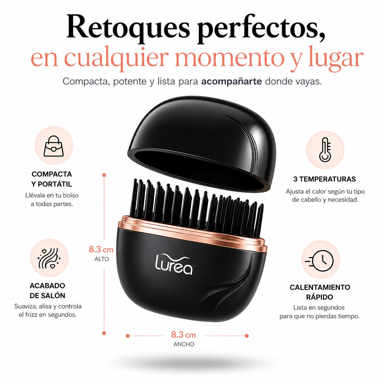 Plancha Portátil Lurea™ Del frizz al cabello perfecto, estés donde estés