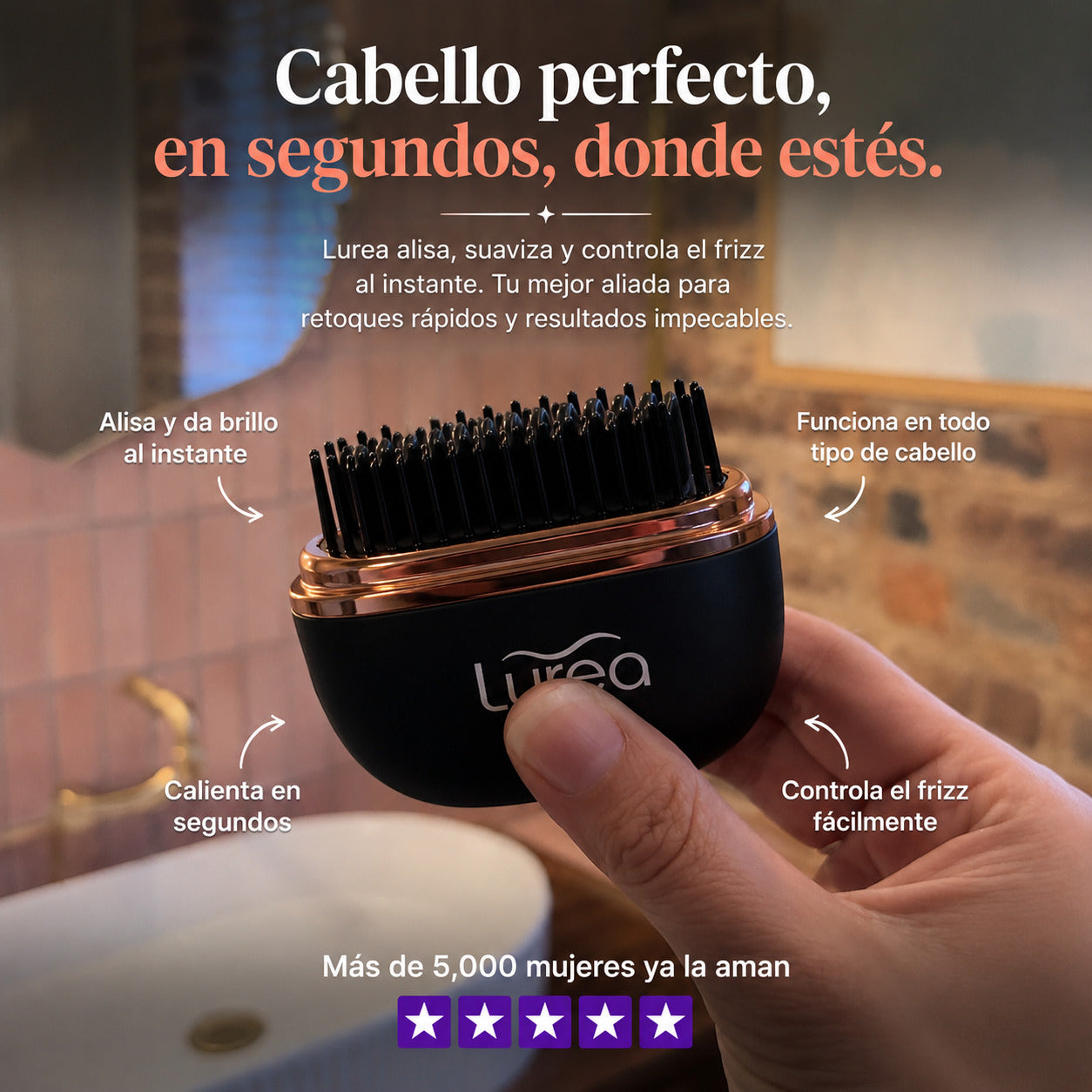 Plancha Portátil Lurea™ Del frizz al cabello perfecto, estés donde estés