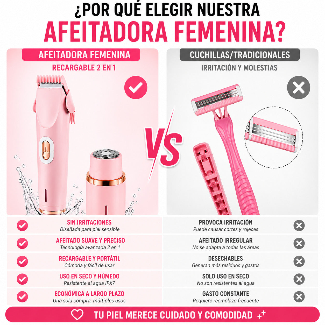 Lurea™ SkinLuxe Depiladora eléctrica waterproof IPX7