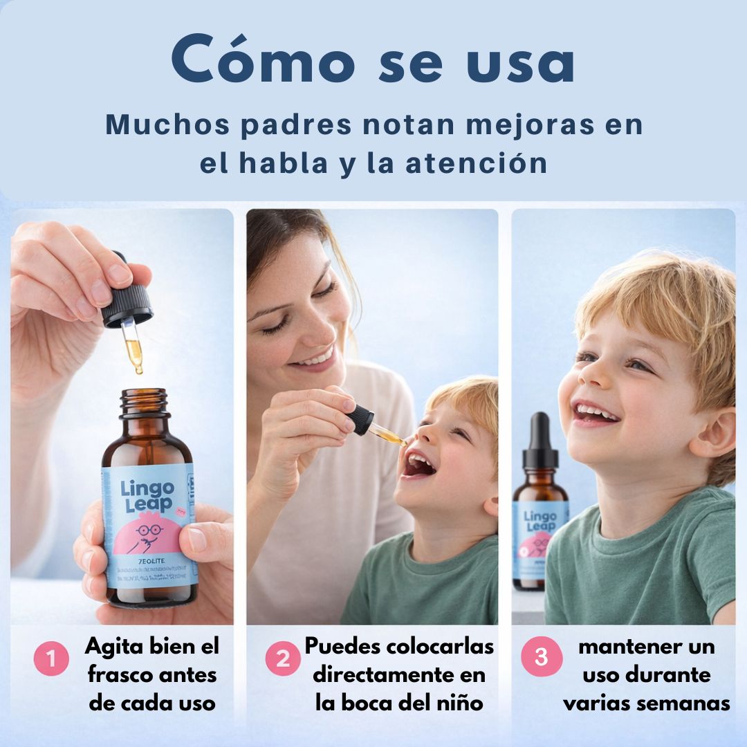 Lingo Apoya naturalmente a mejorar su hablar progresivamente con una 1 Gota diaria
